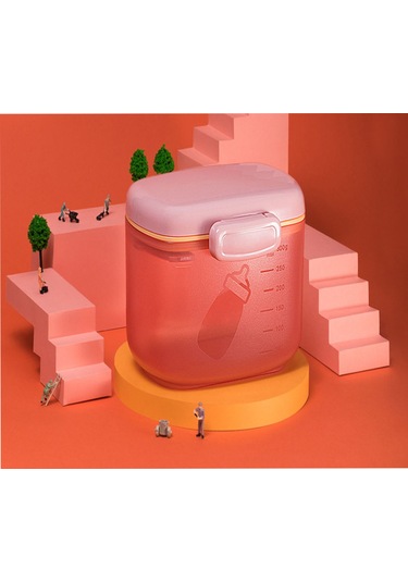 Geeroyoo Pembe Çift Katlı Muhafaza Kutu - Süt Tozu İçin, Nem Engelleme Ve Taze Tutma Özelliği, Taşınması Kolay, Farklı Miktarlarda Saklama