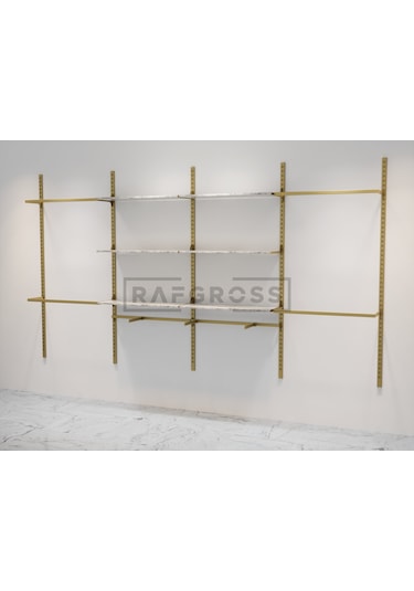 Mağaza Raf-Askılık Sistemi Butik Mağaza Stand 245 x 200 CM Gold - Mermer