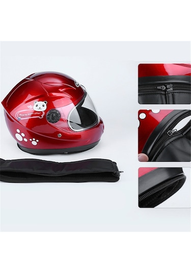 Çocuk Kask Çocuk Kask Elektrikli Araba Kask Sonbahar Ve Kış Erkek Ve Kadın Kask-koyu Pembe Koyu Pembe