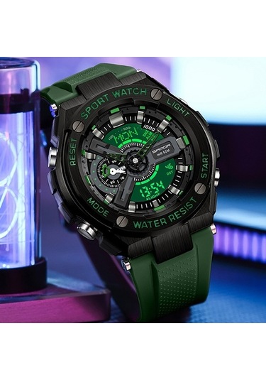 Novahub Sanda 3170 Erkekler Led Aydınlık Su Geçirmez Spor Saati Çok Renkli Siyah Kırmızı Çok Renkli