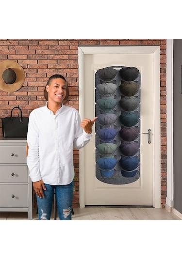 Keçe Beyzbol Şapkası Ekran Standı Dokumasız Asılı Saklama Çantası, Stil: 14 Izgara Çift Sıra 3mm Çok Renkli