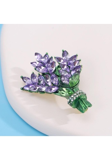 Sarı Bitki Emaye Broş Kadınlar İçin Retro Mor Taş Buğday Kulak Broş Bayanlar Moda Parti Aksesuarları Sarı