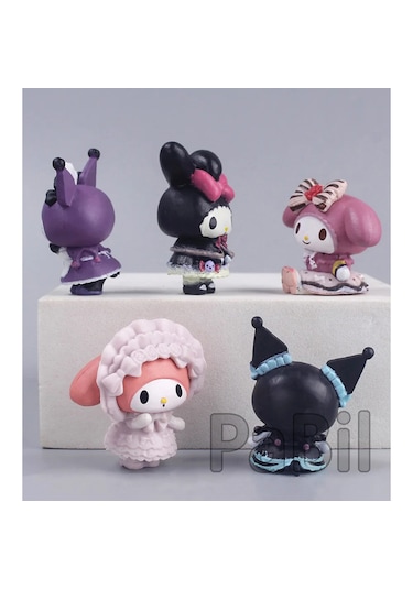 Hello Kitty Kuromi Anime 5 Li Figür Set 4 Cm Oyuncak Pasta Süsü