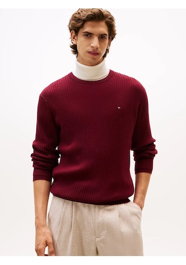 Tommy Hilfiger Pıma Ctn Cash Structure Crew Erkek Mor Kazak - Mw0mw40449 Tommy Hilfiger Pıma Ctn Cash Structure Crew Erkek Mor Kazak - Mw0mw40449