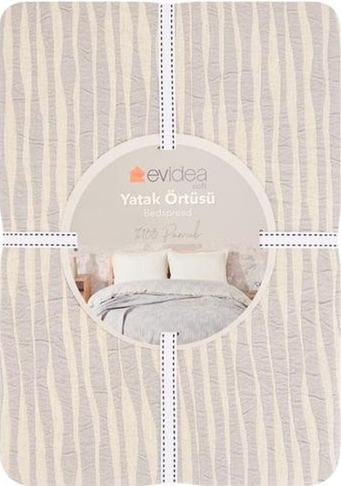 Evidea Soft Çift Kişilik Çizgili Yatak Örtüsü - Gri - 225x250 Cm Gri