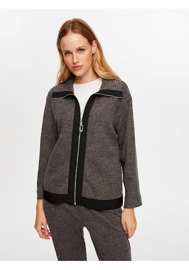 Faik Sönmez Dokuma Garnili Kaşkorse Örme Kadın Eşofman Üstü W26esu001 Antrasit