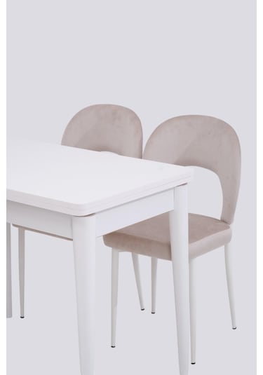 Damla Hilal Mdf Mutfak Masa Sandalye Takımı 60x100cm beyaz