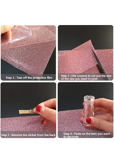 Gajeena Kristal Taşlı Otomatik Yapışkan Sticker - 9.4x15.8 İnç, 19440 Adet Taş, Hediye Kutusu Paketi Pembe