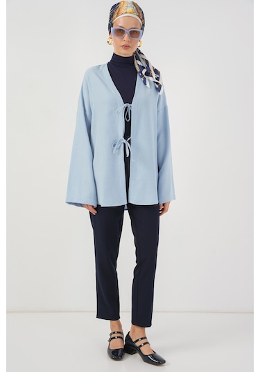 Bigdart Keten Tesettür Kimono 5968 - Mavi