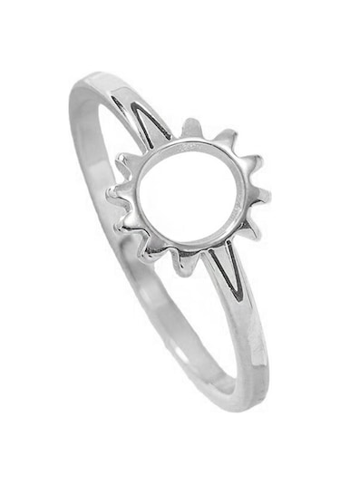 Chavin Çelik Silver Güneş Model Bayan Yüzük Ev35by 001