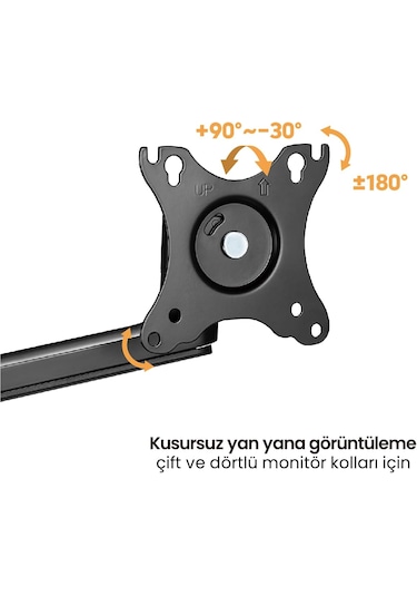 Monitör Tutucu Eğilebilir Döndürülebilir Kablo Kılavuzlu Ergonomi