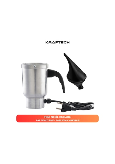 Kraftech Araba Buharlı Far Temizleme Seti Kupa Isıtıcı ve Huni