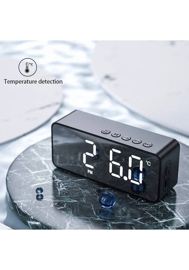 G50 Kablosuz Bluetooth Hoparlör Fm Mini Kart Ayna Çalar Saat Ses