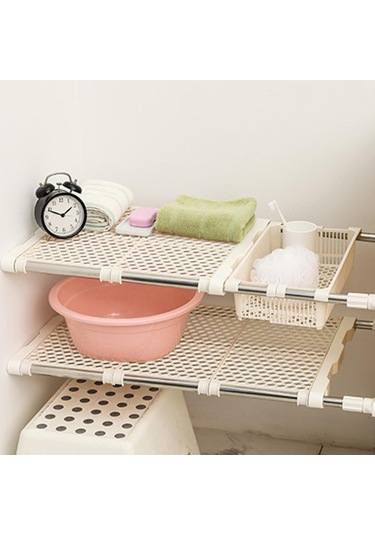 Homyl Dolap Gergi Rafı Katmanlı Organizatör 41cm-x-53-ila-80cm Beyaz Diğer