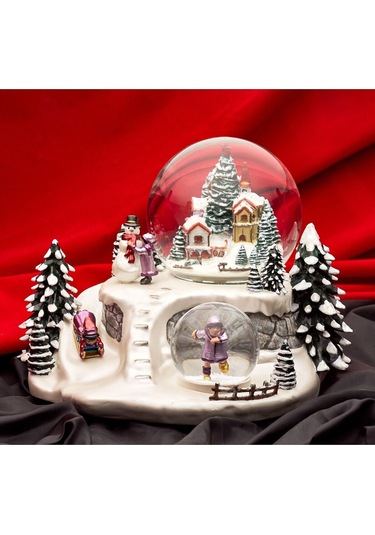 Yerli, El Boyama, Müzikli, Kendinden Üflemeli, Kar Manzarası 120+65 Mm, Lüks Kar Küresi. Magnetdepo