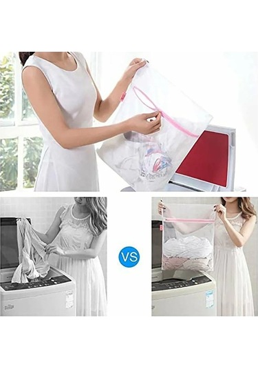 Besthome1 6'lı İnce Kıyafet Torba Seti - Ağızlı Korumalı Torbalar S-m-l-xl+2 Bar Pembe Pembe