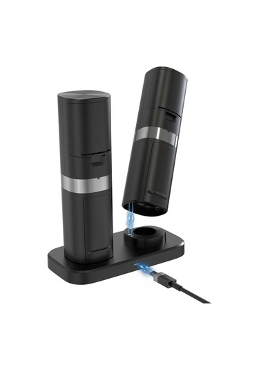 Jialan Şarj Edilebilir Tabanlı Tuz Ve Karabiber Değirmeni Seti Siyah