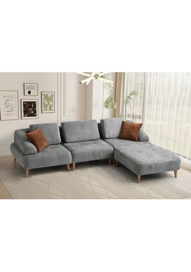 Arti Ahşap Ayaklı Köşe Takımı Gri