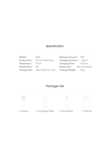 Xiaomi Mijia S500 Ipx7 Elektrikli Tıraş Makinesi