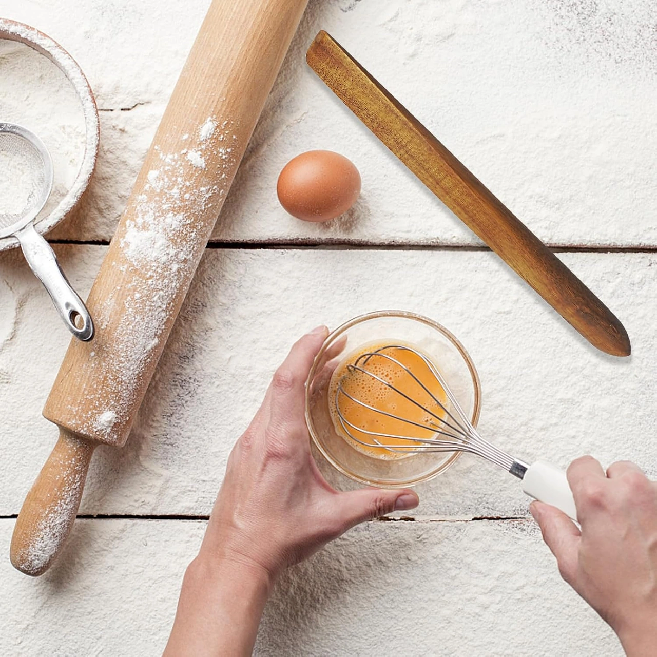 Yuntech01 28 Cm Akasya Ahşap Hamur Karıştırıcı - Ev Fırın Ve Kamp Mutfakları İçin Dayanıklı, Smooth Yuvarlak Ve Düz Uçlu Pastane Gereci Ahşap Rengi