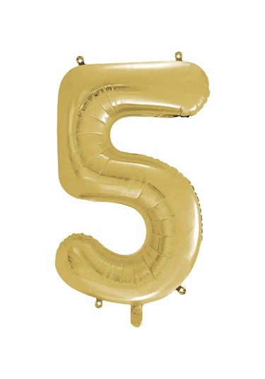 1 Adet 34 İnç 85 Cm Gold Folyo Balon Helyum Balon 5 Yaş Balonu 5 Rakam Balon GOLD