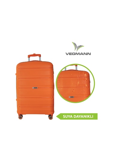 Vegmann Polipropilen Pp Atlas Turuncu Büyük Boy Valiz Çok Renkli