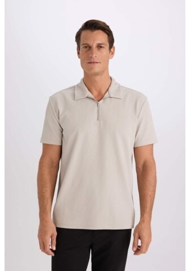 DeFacto Regular Fit Polo Yaka Yarım Fermuarlı Kısa Kollu Pilise Tişört B7355AX25SPGR207