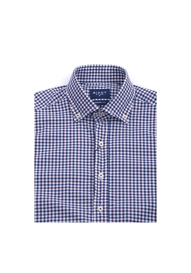 Giant Kareli Uzun Kol Erkek Gömleği - Modern Fit Lacivert