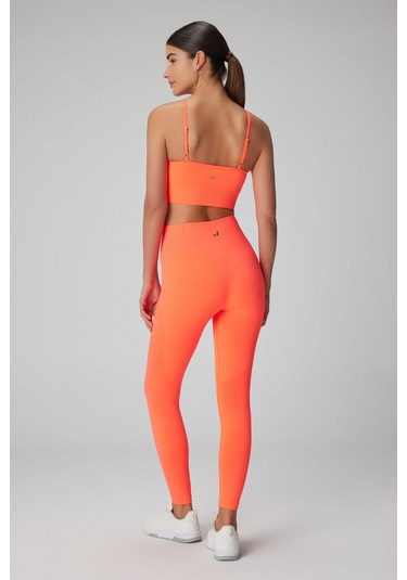 Jerf Gela Yüksek Bel, Esnek Ve Toparlayıcı Spor Tayt Neon Mercan 001
