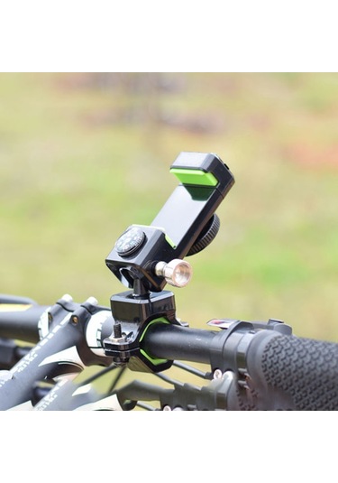 Q003 Hırsızlığa Karşı Düşme Önleyici 360 Derece Dönen Bisiklet - Motosiklet Pusulalı Cep Telefonu Tutucu Işıksız - Yeşil