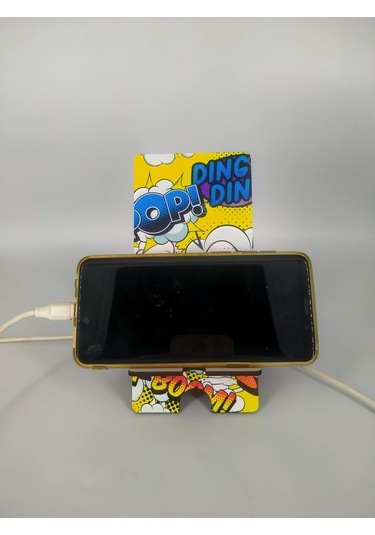 Ahşap Telefon Tutucu Masaüstü Cep Telefonu Standı - Chainsaw Man Denji Makima Hızlı Şarj Çok Renkli