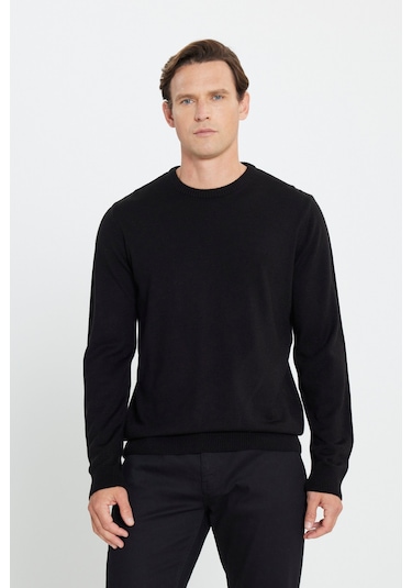 Altinyildiz Classics Erkek Siyah Standart Fit Normal Kesim Bisiklet Yaka Triko 4A4923100001SYHXL Siyah