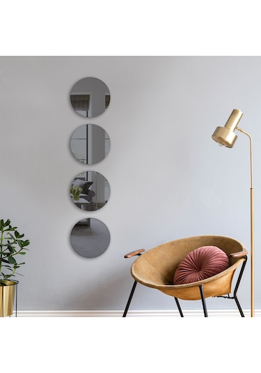 Ayna Füme Ayna 4'lü Takım Yuvarlak Ayna Çap25cm Füme