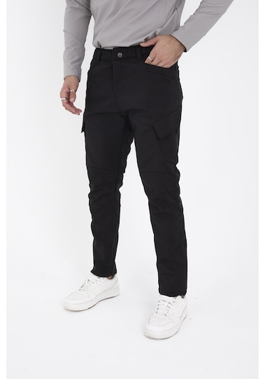 Camp Scoutland Camp593 Outdoor Softshell Su Ve Rüzgara Dayanıklı içi Polarlı Kışlık Erkek Siyah Taktik Pantolon Siyah