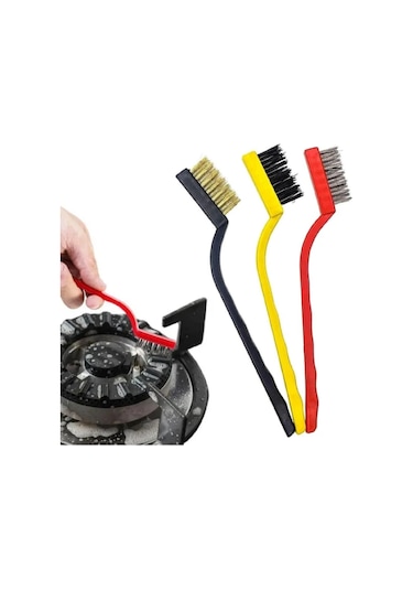 Gen-of Bakır Demir Ve Sert Plastik Detay Temizlik Fırçası 3 Lü Set Gkh 0011genf