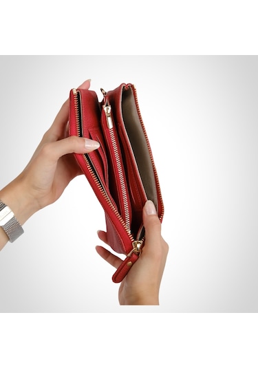 Mft Leather Hakiki Deri Kadın Cüzdan Çanta Almeda 5463 Flother Mat Kırmızı