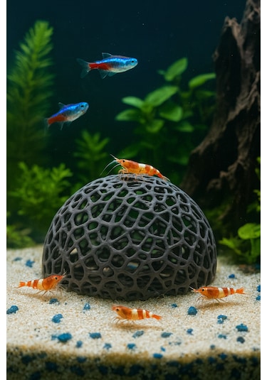 Karides Akvaryumu Için Gözenekli Gri Saklanma Mağarası Cave Dom