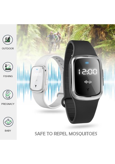 Dolıty Anti Böcek İzle Ultrasonik Kovucu Bileklik Siyah Siyah