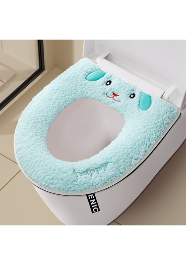 Ev Tipi Tuvalet Dört Mevsim Üniversal Klozet Kapağı Su Geçirmez Kapak Tuvalet Halkası Sevimli Köpek - Su Mavisi Mavi