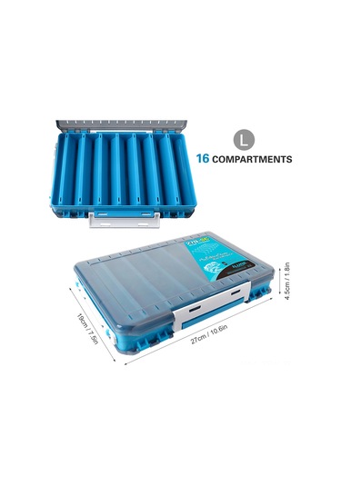 Tenfowee Büyük Boy Yeşil İki Yönlü Balık Olta Kutusu - Organize Olta Aksesuarları, Cam Kapağı, Su Çıkartma Delikleri, Taşınabilir Kollü