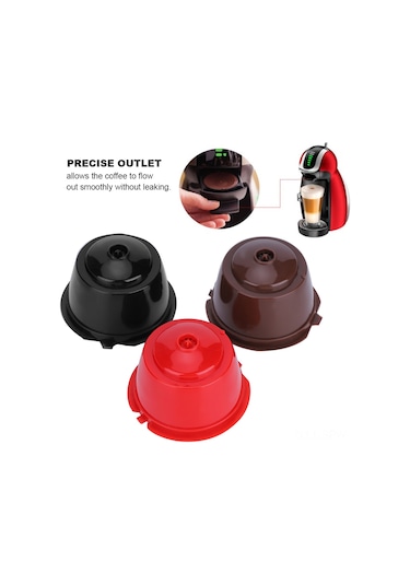 Maiyame Dolce Gusto Yeniden Doldurulabilir Kahve Kapsülü, Sünger Kaşık Setiyle, Sağlıklı Ve Çevre Dostu Kırmızı, Kahverengi, Siyah