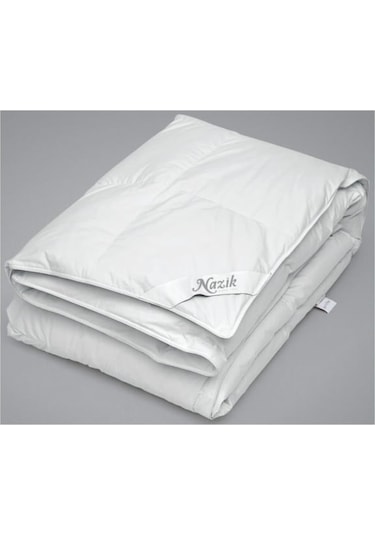 Nazik Home Kaz Tüyü Yorgan Renkli Biyeli %5 Kaz Gıdık %95 Kaz Sır Beyaz