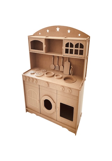 Mutfak Montessori Boyanabilir Büyük Boy Oyuncak Set + 2 Adet Boya ve Fırça VEYA Önlük