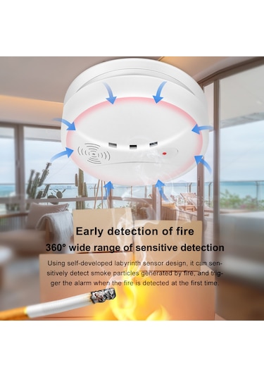 Moveevo Akıllı Duman Algılayıcı, Ev Ve Ticari Kullanıma Uygun, 85db Sesli Alarm, 1 Yıl Pil Ömrü, Kolay Kurulum, Yangın Uyarıcısı