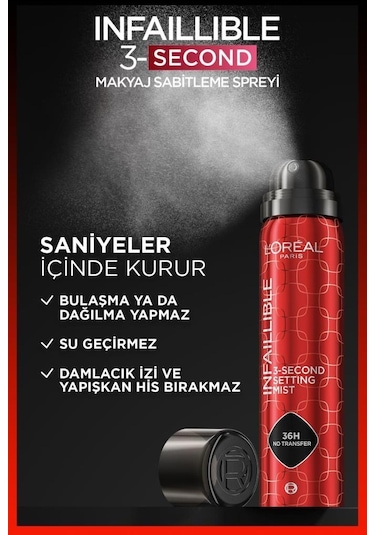 L'Oréal Paris Infaillible 3-Second Makyaj Sabitleme Spreyi