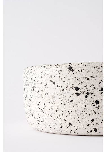 Sateen Mat Beyaz Kırçıllı El Yapımı Küçük Sunum Kasesi 8628
