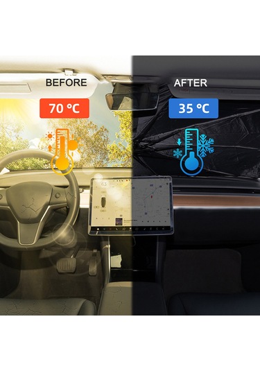 Youtek Tesla Model 3/y İçin Katlanabilir Güneşlik Şemsiye, Güneşten Koruma Ve Isı Yalıtımı Sağlar