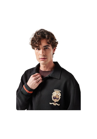 Gsstore X Midground Polo Sweatshirt E251206 Siyah