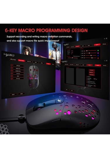 Novahub Profesyonel Rgb Oyun Faresi Hxsj A904 - 6 Dpı, 20 Milyon Tıklama Ömrü, Optik Sensör Optik
