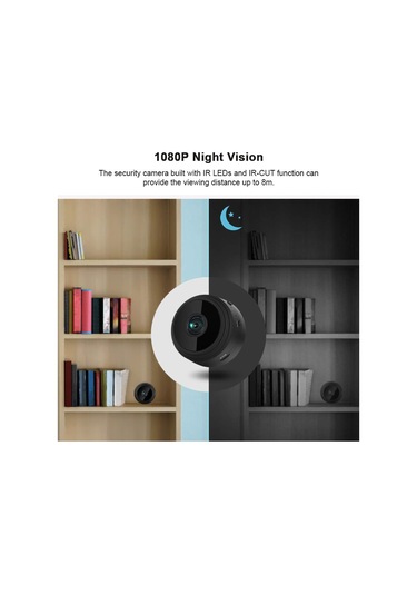 Youtek Ev İzleme Kamera Mini Boyutlu, İki Yönlü Ses, 1080p Hd, İnfrare Yeşil Gecelik Görüş, Hareket Algılama, Uzak Erişim